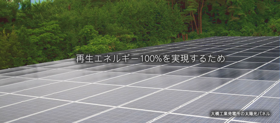 再生エネルギー100%を実現するため／大橋工業発電所の太陽光パネル